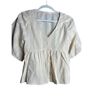 Mi Ami Women’s Cream Blouse Sweatheart  Cowgirl Y2K Size Small